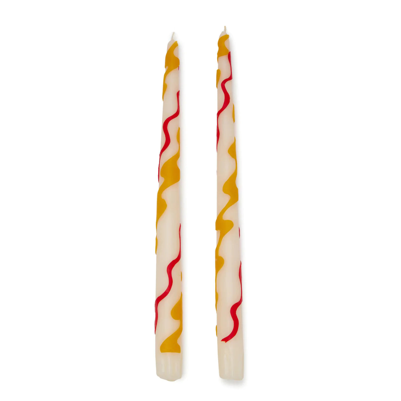 Hand-Applied Wax Découpage Taper Candles, Set of 2