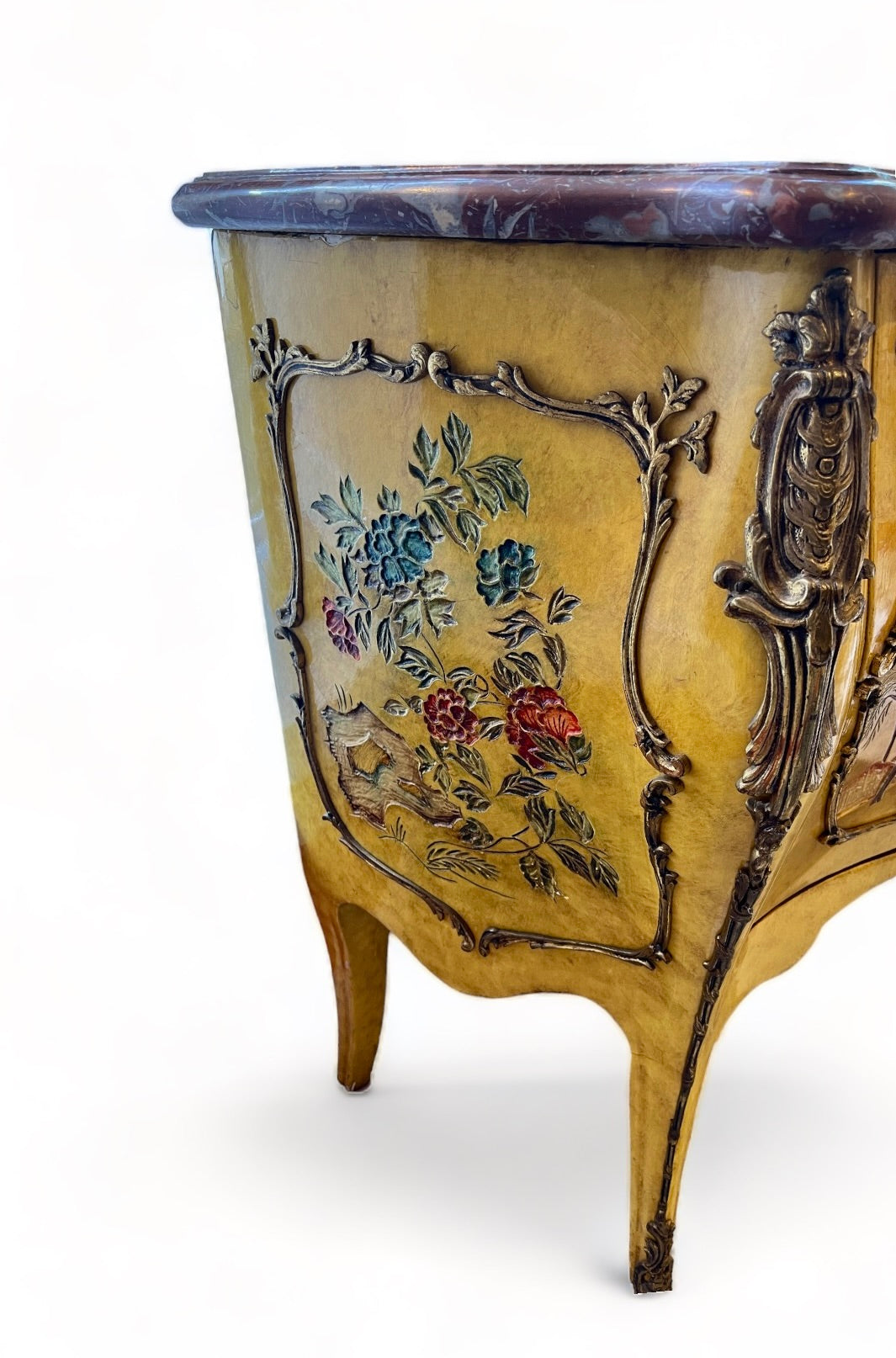 20th Century Louis XV-style Chinoiserie Commode with Marble Top