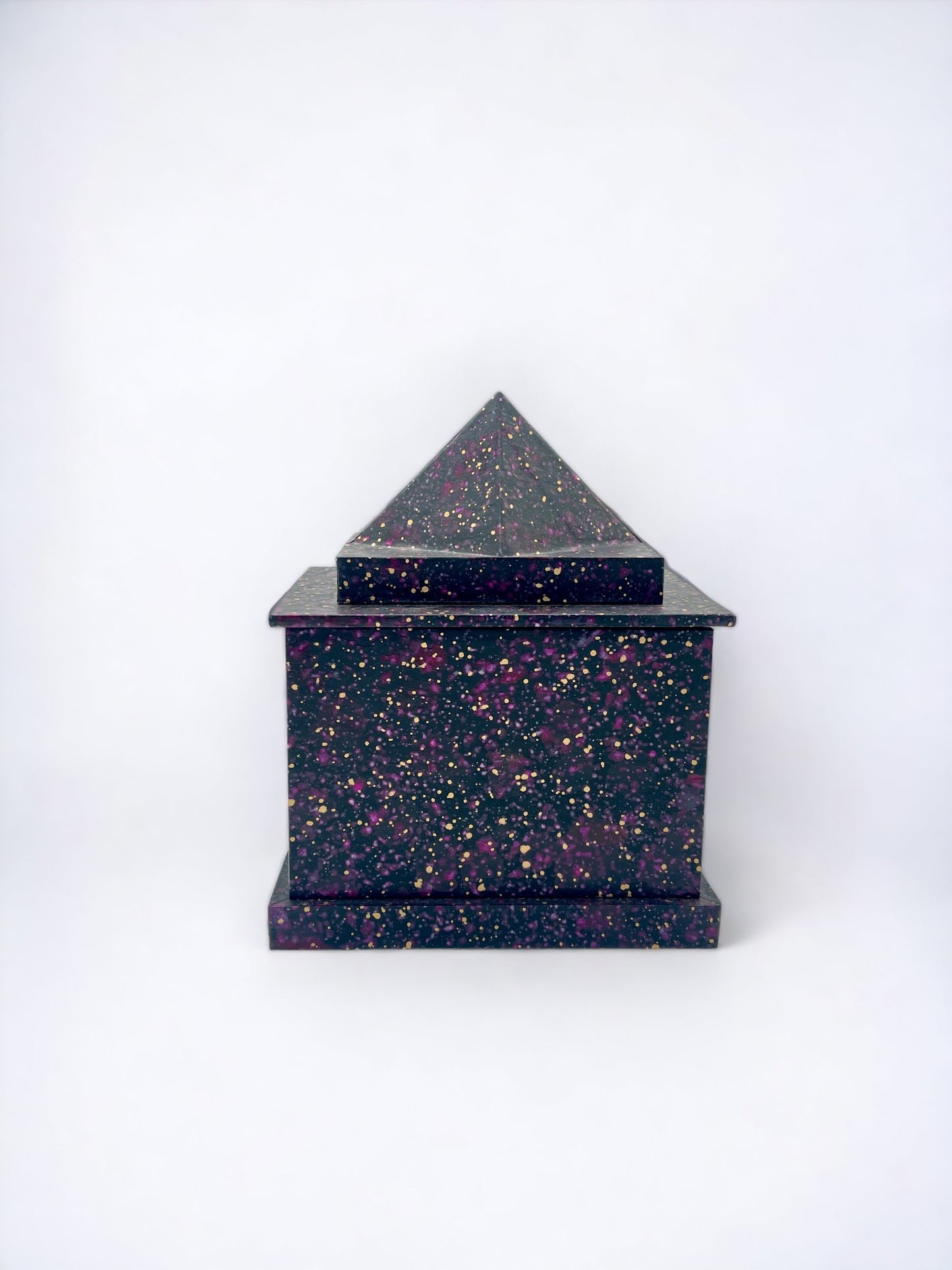 Unique Hand-Painted Pyramidal Decorative Box, Black Porphyry