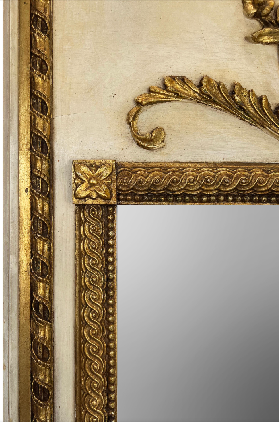 1960's Neoclassical carved giltwood Trumeau style Milch & Son Italian painted mirror