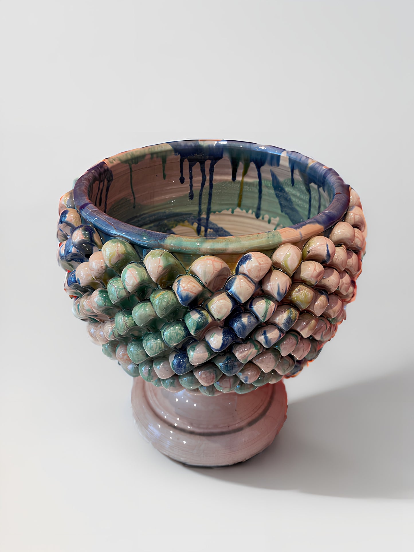 Extra Large Sicilian Pine Cone Pedestal Bowl, 30 cm