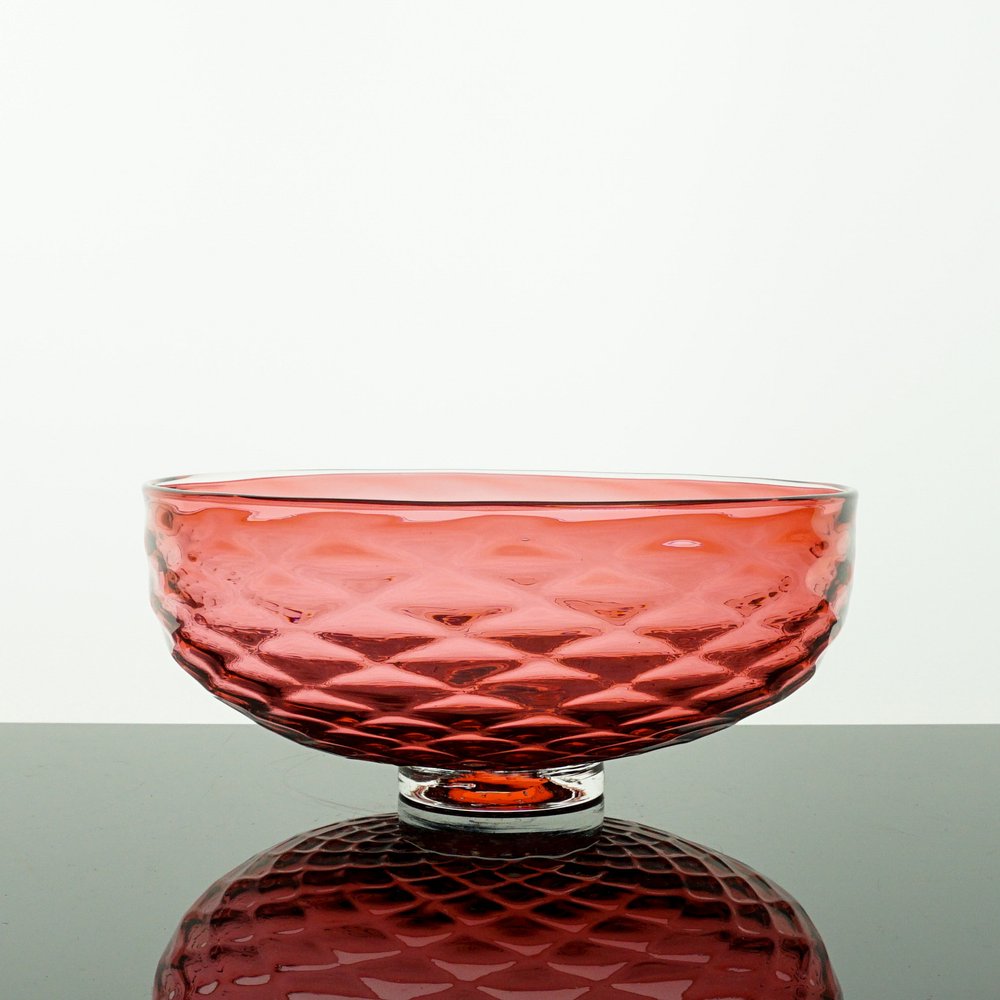 Hand Blown Optic Vessel Low Bowl