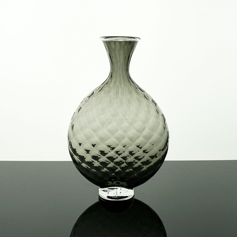 Hand Blown Glass Optic Vessel Oval Vase