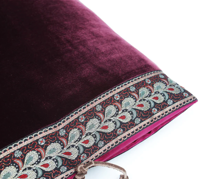 Silk Velvet Lumbar Cushion, Bordeaux