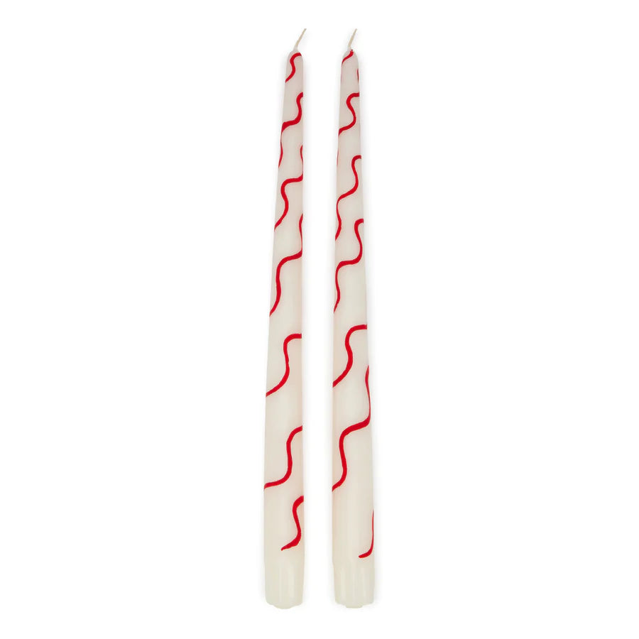 Squiggle Hand-Painted Candles, Set of 2