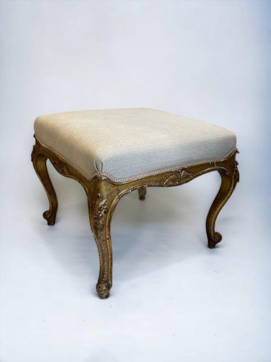 19th Century Gilt Victorian Carved Footstool