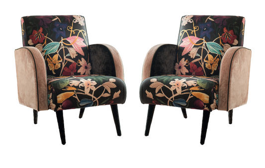 Pair of Tango Chairs upholstered in Dedar "About Flowers"