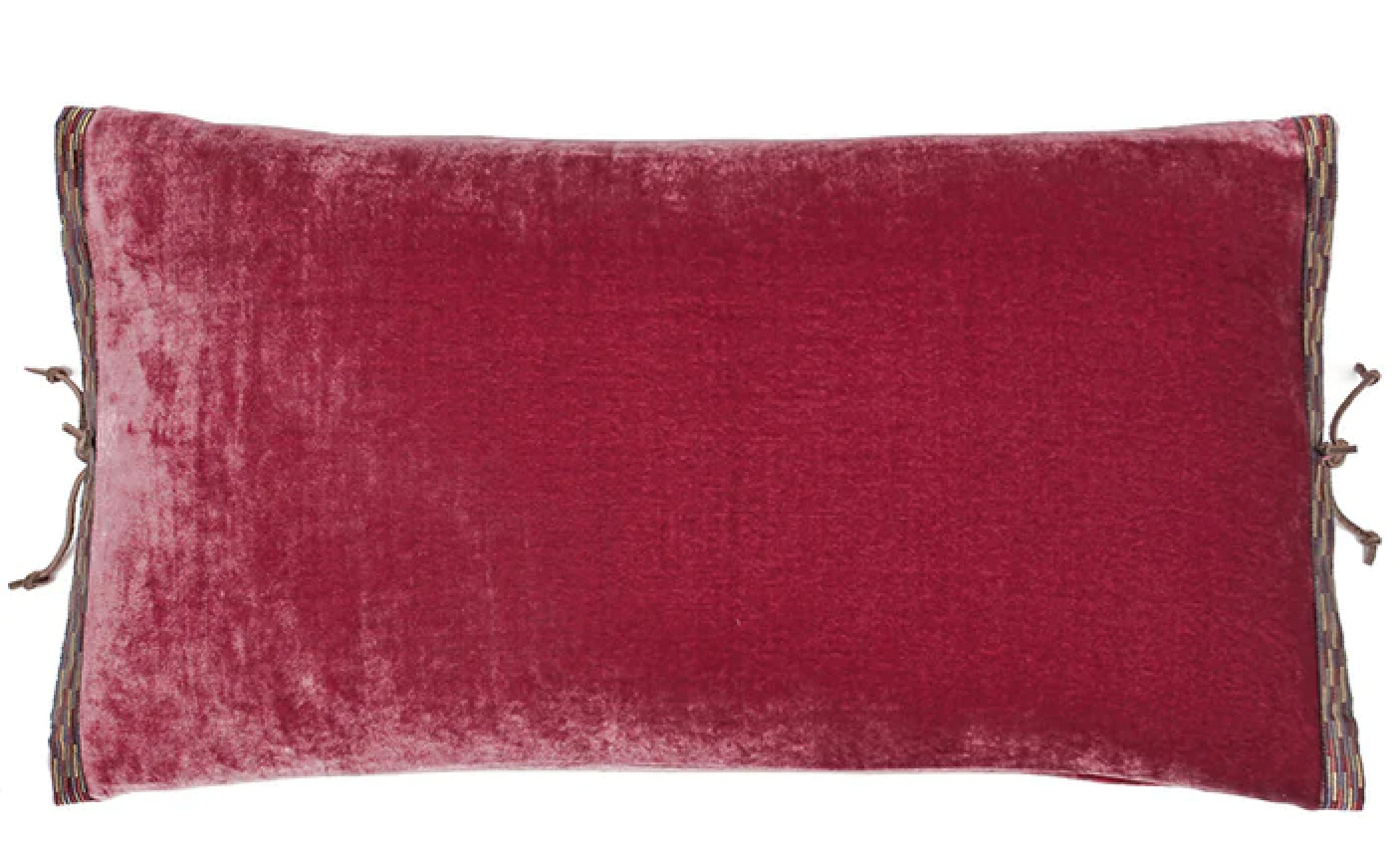 Silk Velvet Lumbar Cushion, Raspberry