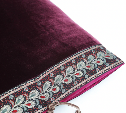 Silk Velvet Lumbar Cushion, Bordeaux