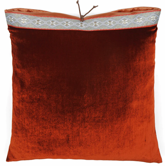 Silk Velvet Cushion, Rust